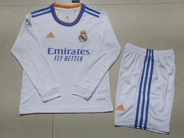 Kids-Real Madrid 21/22 Home Long Soccer Jersey